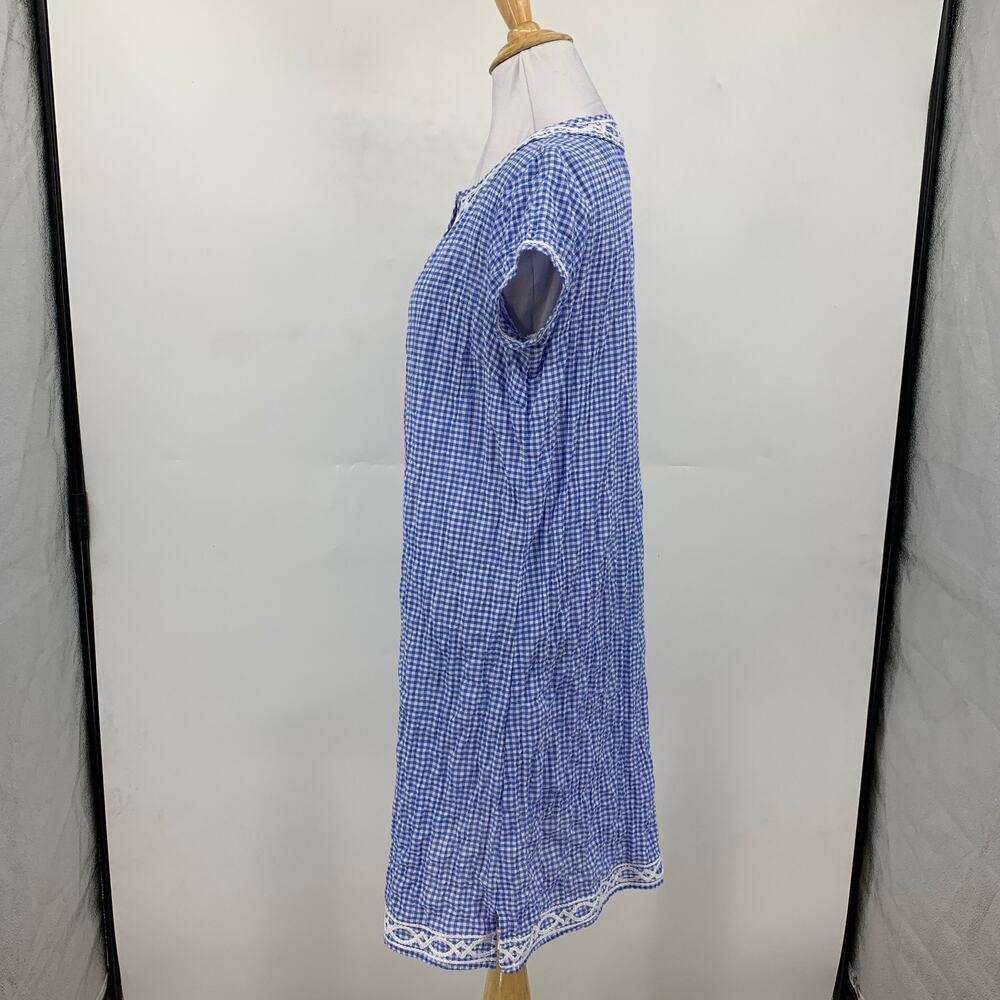 J McLaughlin Dress Womens XS Extra Small Blue White Gingham Embroidered Shift - Picture 5 of 11